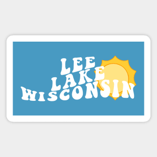 Sunshine in Lee Lake Wisconsin Retro Wavy 1970s Summer Text Magnet